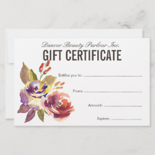 Vattenfärgscertifikat - Beauty Salon Gift Certific