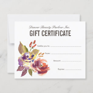 Vattenfärgscertifikat - Beauty Salon Gift Certific