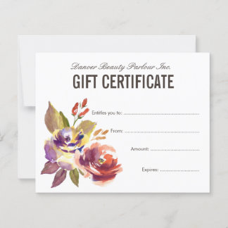 Vattenfärgscertifikat - Beauty Salon Gift Certific
