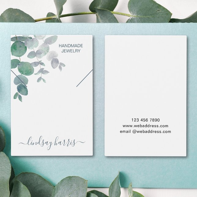 Vattenfärgscertifikat Eucalyptus Necklace Visning  Visitkort (Skapare uppladdad)