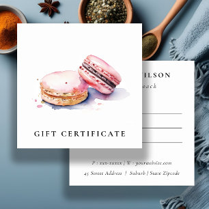 Vattenfärgscertifikat för Fransken Macarons bakery Fyrkantigt Visitkort