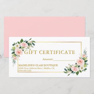 Vattenfärgscertifikat Rosa Guld Gift Certificate B