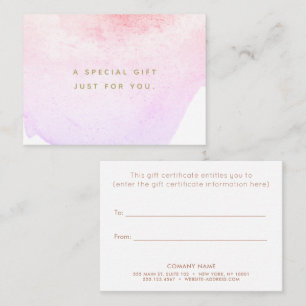 Vattenfärgscertifikat Salon Spa Gift-certifikat Rabattkort