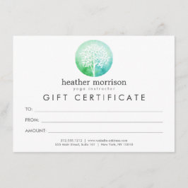 Vattenfärgscertifikat Träd Yoga och Hälsa gift-cer