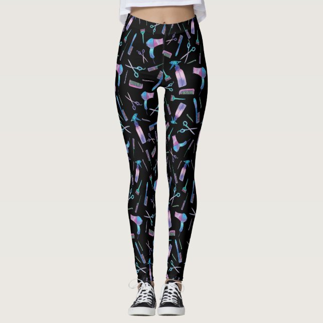 Vattenfärgschaktare Mönster Leggings (Framsida)