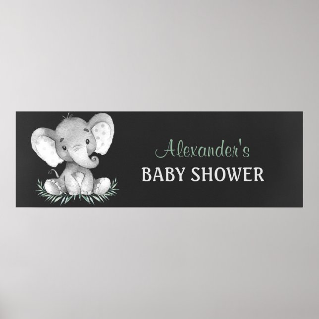 Vattenfärgschaktpanel Elephant Baby Shower Poster (Framsidan)