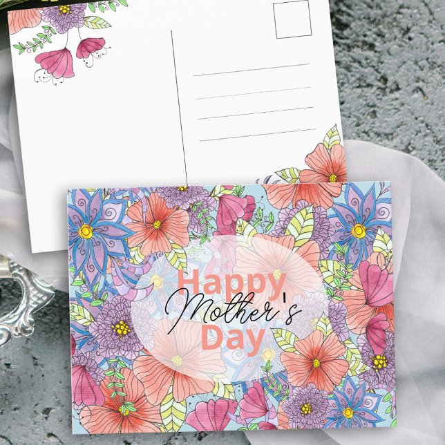 Vattenfärgscharming Blommigt Botanical Mors dag Vykort (Skapare uppladdad)