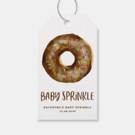 Vattenfärgschoklad Donut Baby Sprinkle Tack Presentetikett