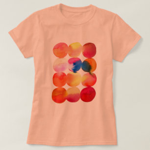 Vattenfärgscirkel mönster abstrakt konst varmt fär t shirt