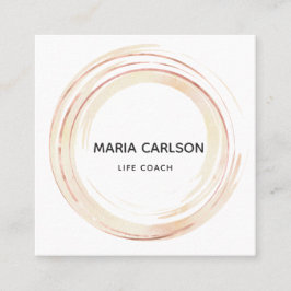 Vattenfärgscirklar med abstrakter med penseldrag,  fyrkantigt visitkort