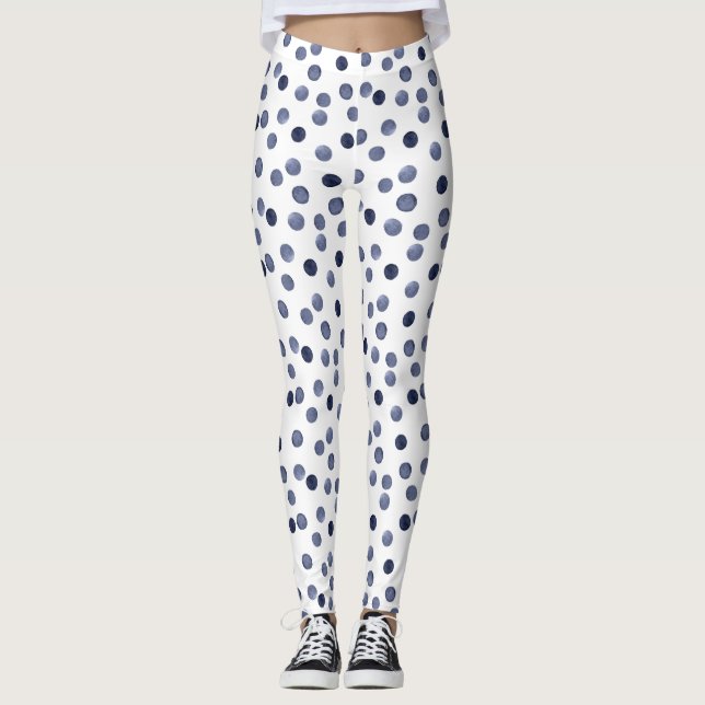 Vattenfärgscirklar polka punkt hand plockade på me leggings (Framsida)