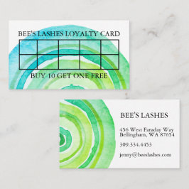 Vattenfärgscirklar Ring Abstrakt minimalistisk Grö Lojalitetskort