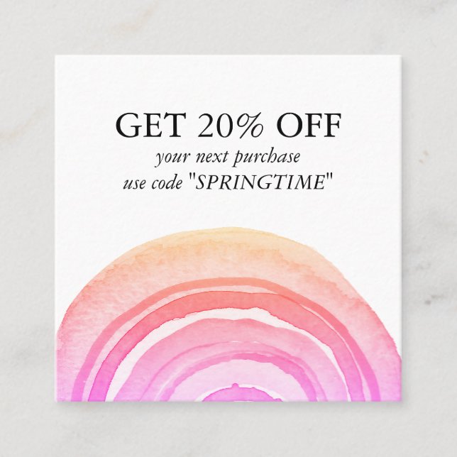 Vattenfärgscirklar Ring Abstrakt minimalistisk Ros Rabattkort (Framsida)