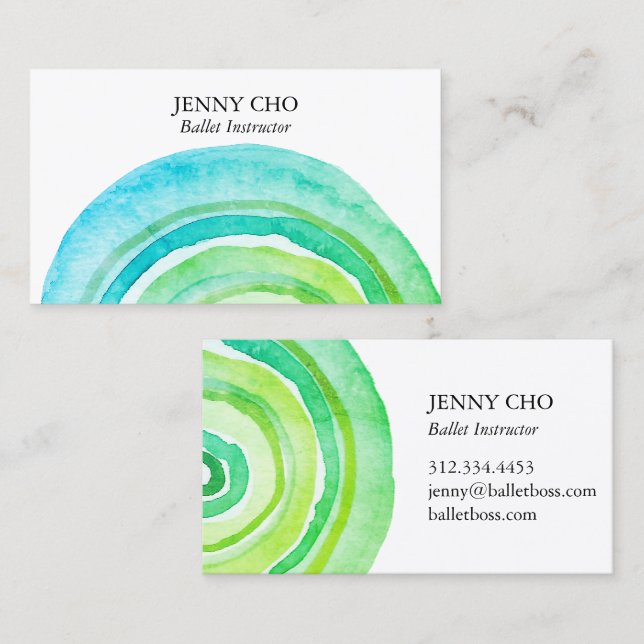 Vattenfärgscirklar Ringar Abstrakt minimalistisk G Visitkort (Fram/baksida)