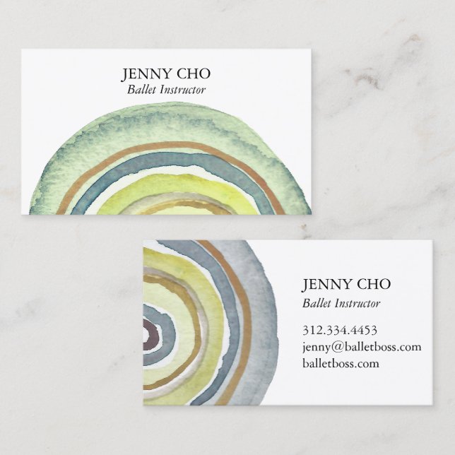 Vattenfärgscirklar Ringar Abstrakt minimalistisk G Visitkort (Fram/baksida)