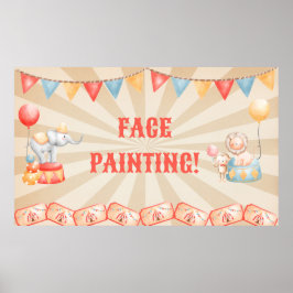 Vattenfärgscirkusdjur Födelsedagsfest Station Poster