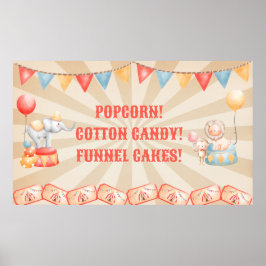 Vattenfärgscirkusdjur Födelsedagsfest Station Poster