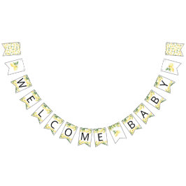 Vattenfärgscitron Citrus Baby Shower Bunting Flagg Vimplar