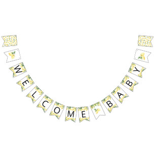 Vattenfärgscitron Citrus Baby Shower Bunting Flagg Vimplar