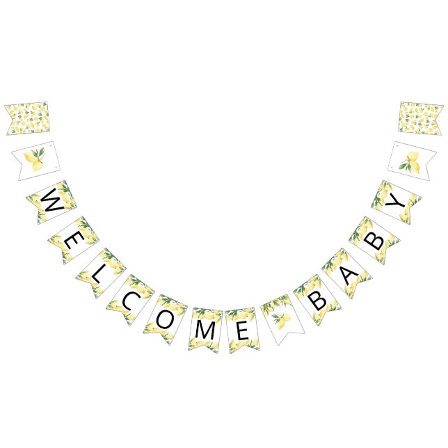 Vattenfärgscitron Citrus Baby Shower Bunting Flagg Vimplar (Alla)