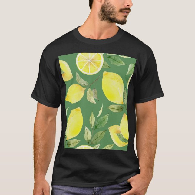 Vattenfärgscitron, frukten tapet mönster. t shirt (Framsida)