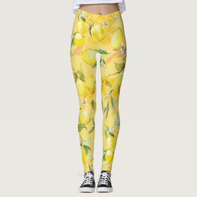 Vattenfärgscitron IV Leggings (Framsida)