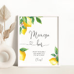 Vattenfärgscitron Mimosa pub Poster<br><div class="desc">Citrus,  vattenfärgscitron Mimosa pub-tecken. Matchande objekt är tillgängliga.</div>