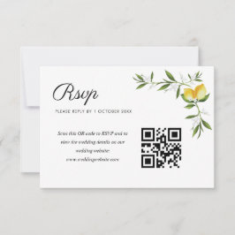 vattenfärgscitroner blommigt bröllop QR-kod OSA ko Kort