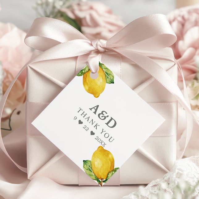 Vattenfärgscitroner Citrus Modern Bröllop Tack Gåvor Etiketter (Skapare uppladdad)