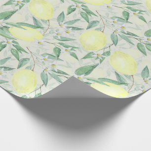 Vattenfärgscitroner, färsk gult av citrusfrukter presentpapper