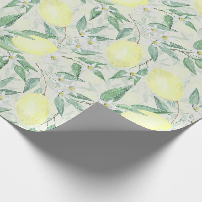 Vattenfärgscitroner, färsk gult av citrusfrukter presentpapper (Hörn)