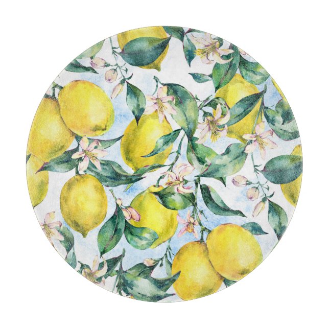 Vattenfärgscitroner, färska citrusfrukter gren. (Framsidan)