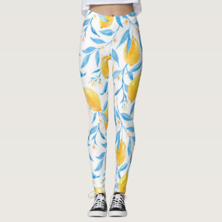Vattenfärgscitroner: handdragen mönster. leggings