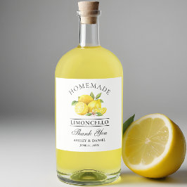 Vattenfärgscitroner Limoncello Liquor Flaska etike Spritflaskor Etikett