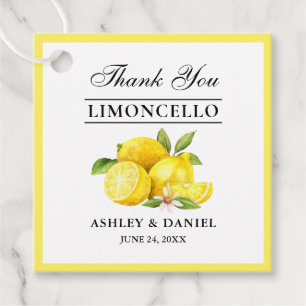 Vattenfärgscitroner Limoncello Square Bröllop Gåvor Etiketter