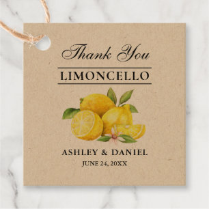 Vattenfärgscitroner Limoncello Square Kraft-Märkre Gåvor Etiketter