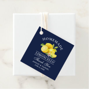 Vattenfärgscitroner Limoncello Tack Blue Square Gåvor Etiketter