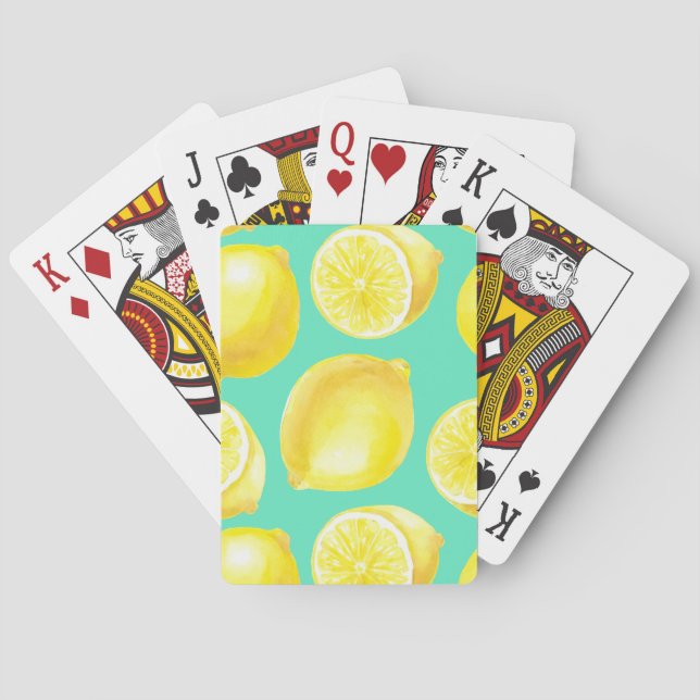 Vattenfärgscitroner mönster casinokort (Baksidan)