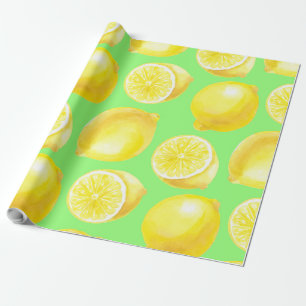 Vattenfärgscitroner mönster presentpapper
