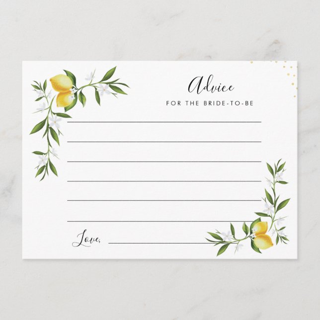 Vattenfärgscitroner och grönsaksrådgivningskort rådkort (Framsida)