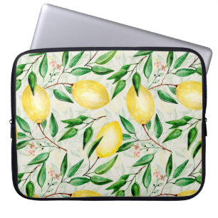 Vattenfärgscitroner, sömlös frukt mönster. laptop fodral