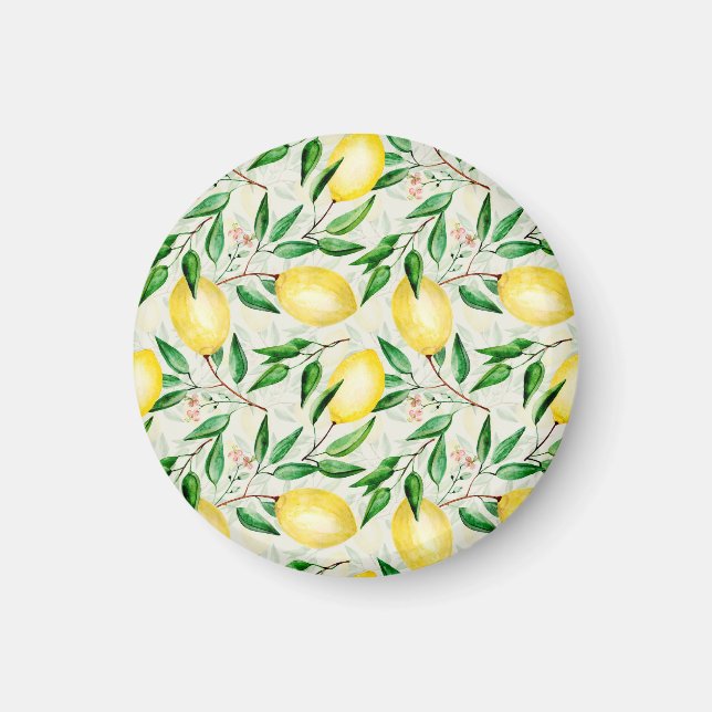Vattenfärgscitroner, sömlös frukt mönster. magnet (Framsidan)