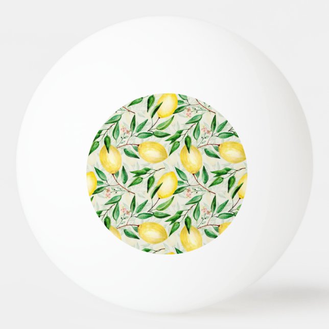 Vattenfärgscitroner, sömlös frukt mönster. pingisboll (Framsidan)