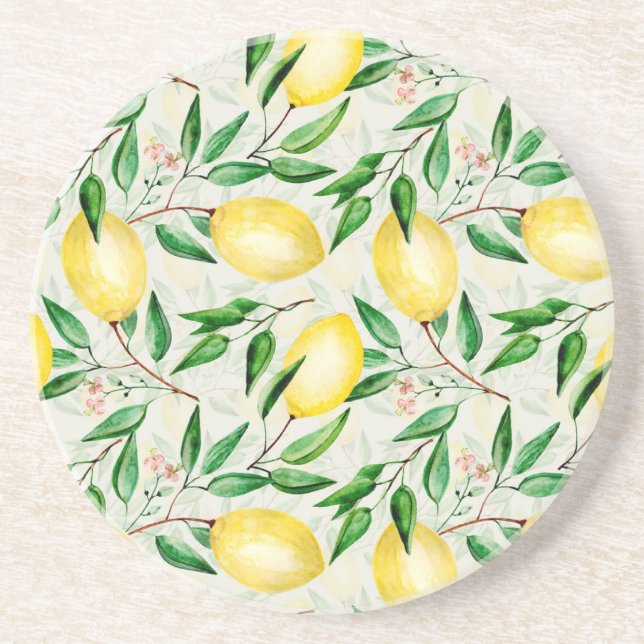 Vattenfärgscitroner, sömlös frukt mönster. underlägg (Framsidan)