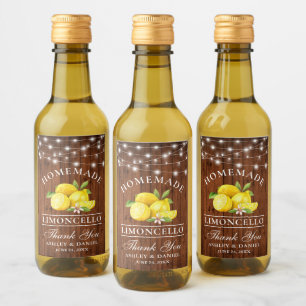 Vattenfärgscitroner Wood Ljus Mini Flaska etikette Vinetikett