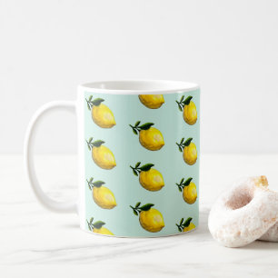 Vattenfärgscitronmålning Kaffemugg