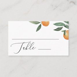 Vattenfärgscitrus bröllop. Sommarträdgård, blommig Placeringskort