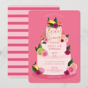 VattenfärgsCitus Blommigt 3 Tier Cake-Möhippa Inbjudningar