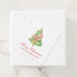 Vattenfärgscoquette Bow Julgran Gåvor Etiketter