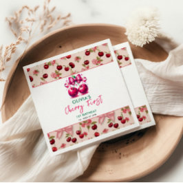 Vattenfärgscoquette Cherry 1:a födelsedag Pappersservett